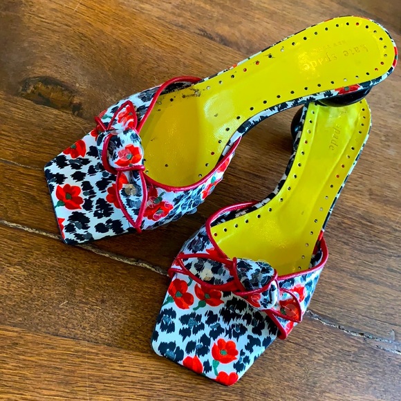 Kate Spade Sequined Bow Slide Ons with Funky Heels - Picture 1 of 7